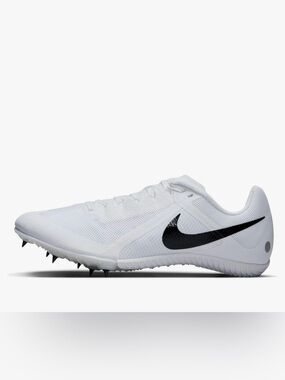 Nike White Track Spikes with Black Swoosh